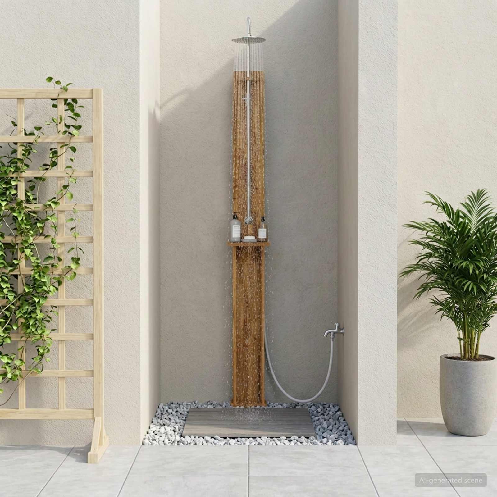 Gartendusche 257 cm Massives Akazienholz und Edelstahl Natur