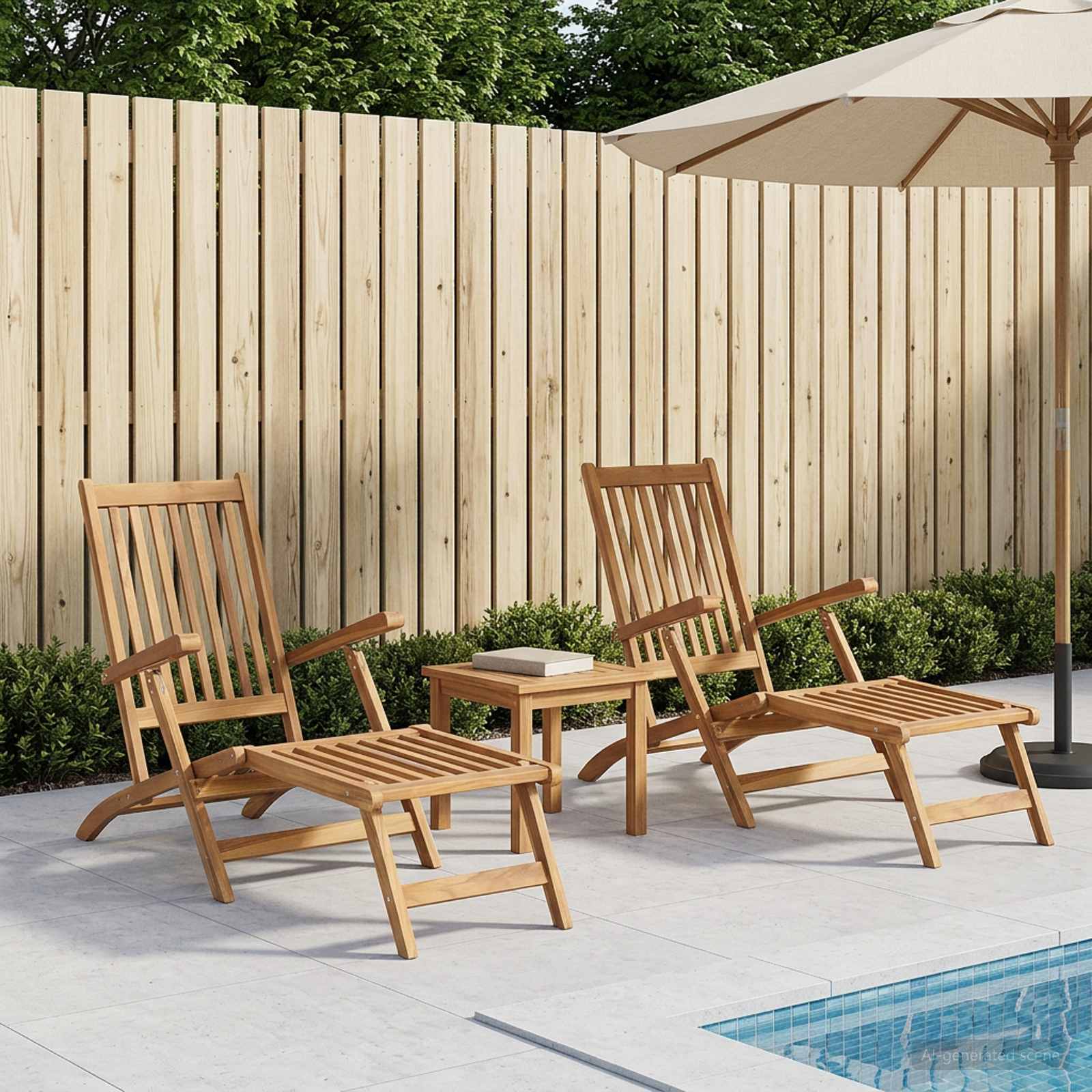 Faltbarer Deckstuhl 2 pcs Natur Massivholz Teak