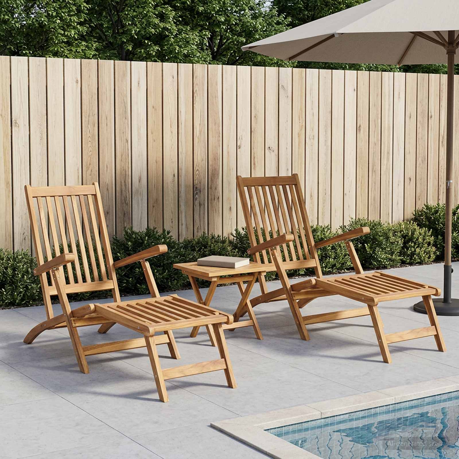 Klappdeckstuhl mit Tisch 2 pcs Natur Massivholz Teak