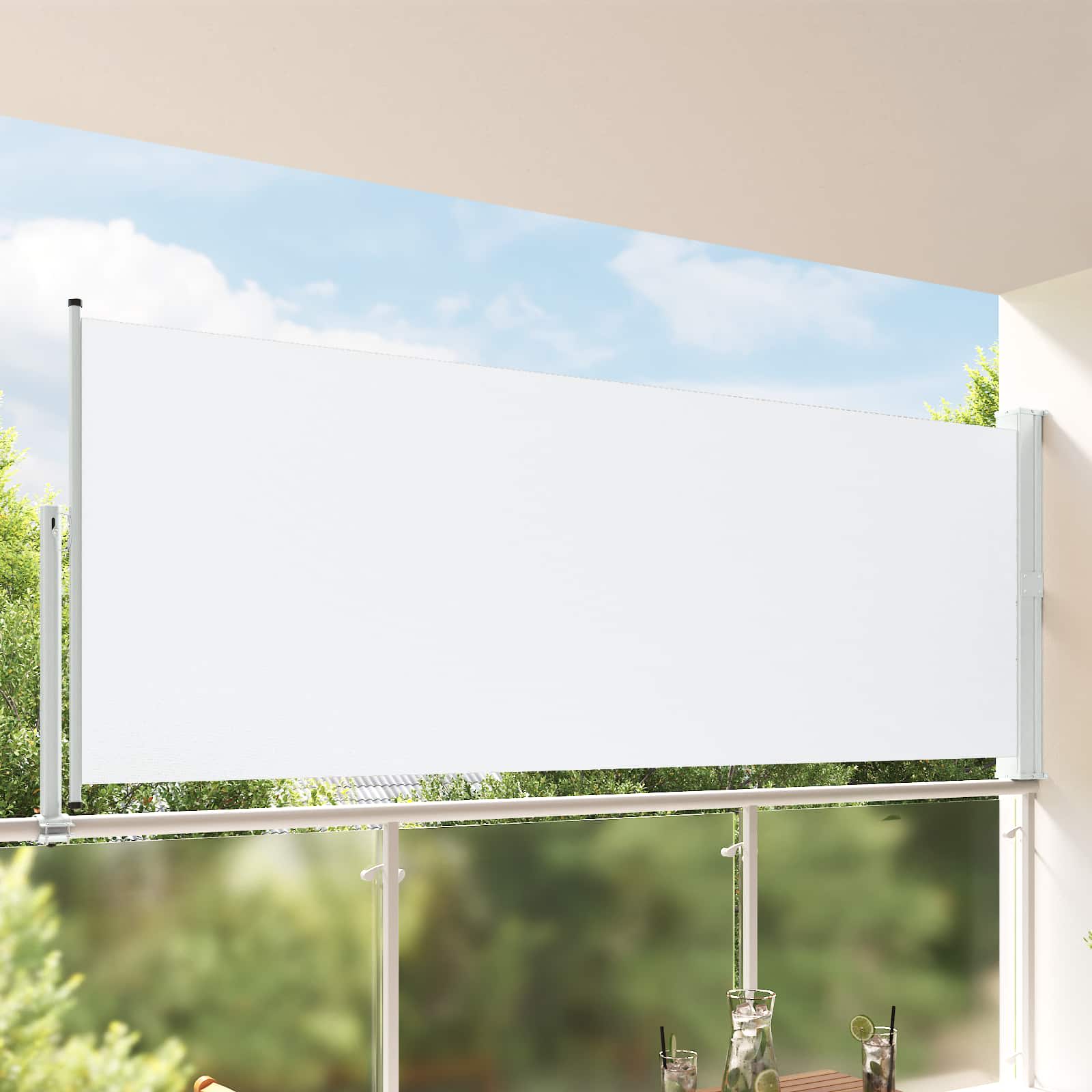 Seitenmarkise 140 x 300 cm 100% Polyester Eisen Stahl