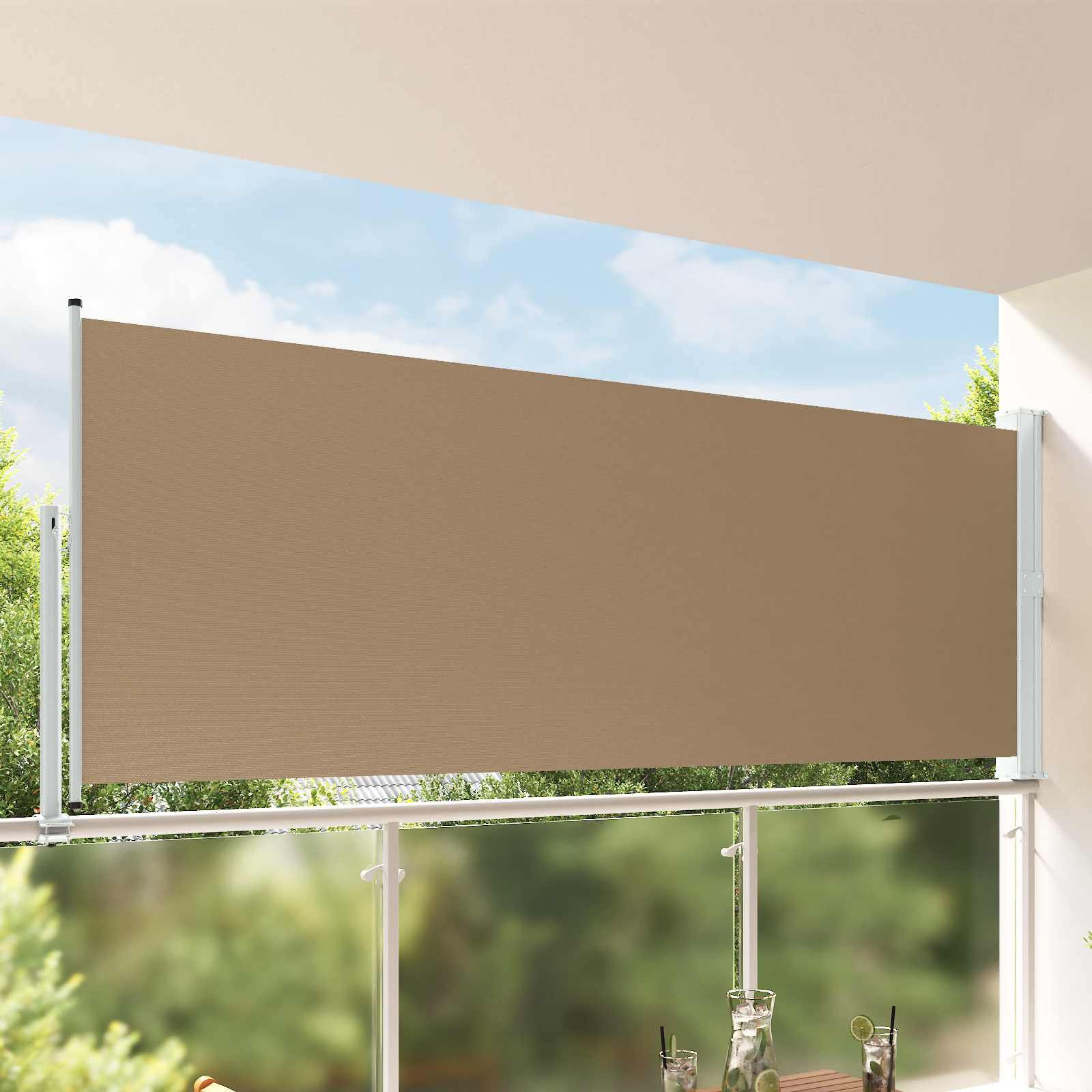 Seitenmarkise 140 x 300 cm 100% Polyester Eisen Stahl
