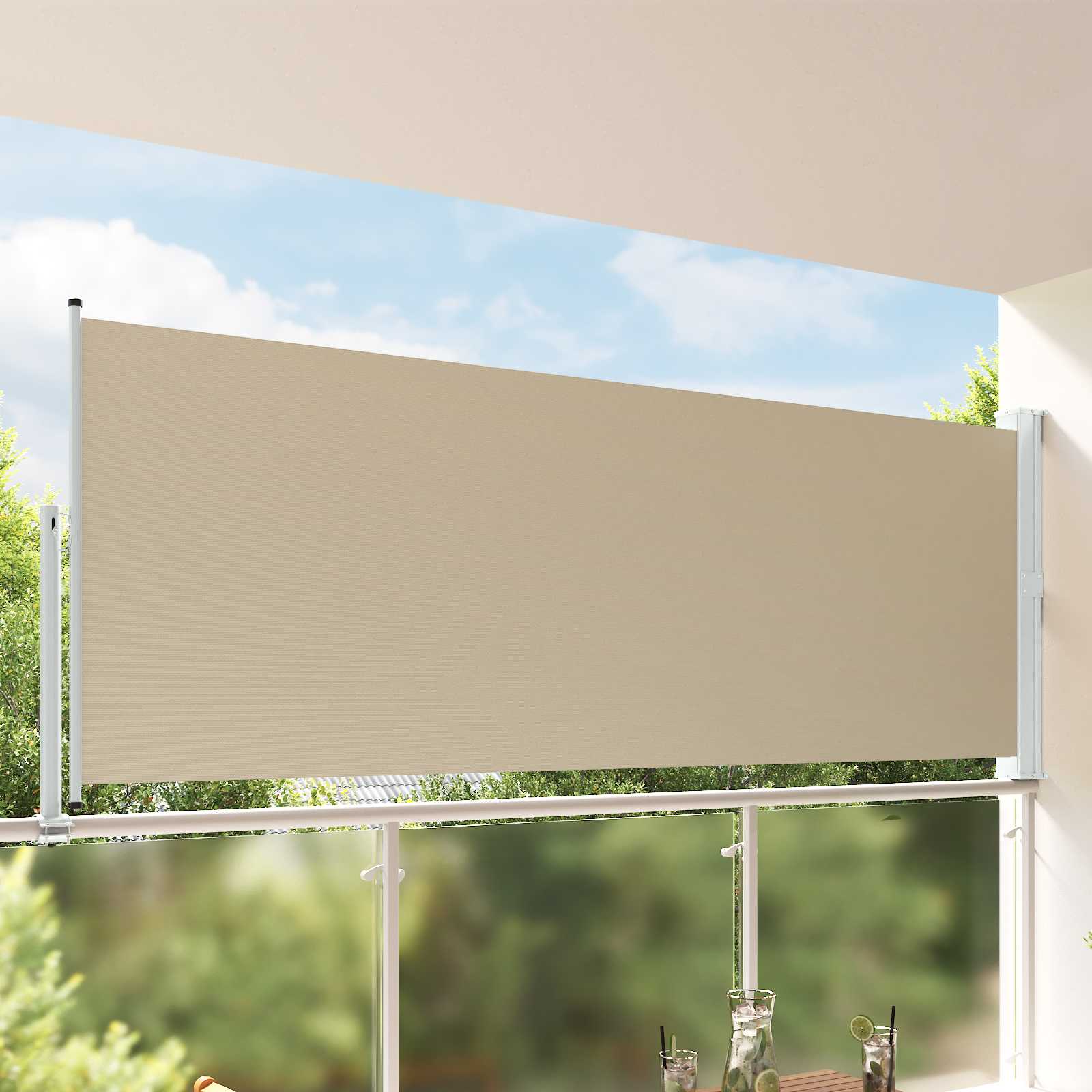 Seitenmarkise 160 x 300 cm 100% Polyester Eisen Stahl