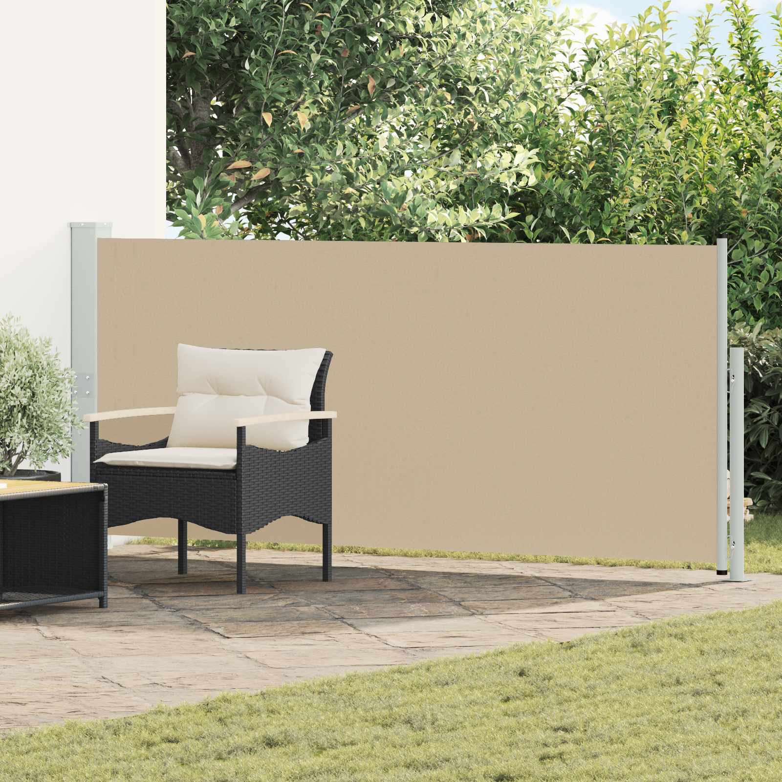 Ausziehbare Seitenmarkise 140 x 500 cm Polyester Rechteckig