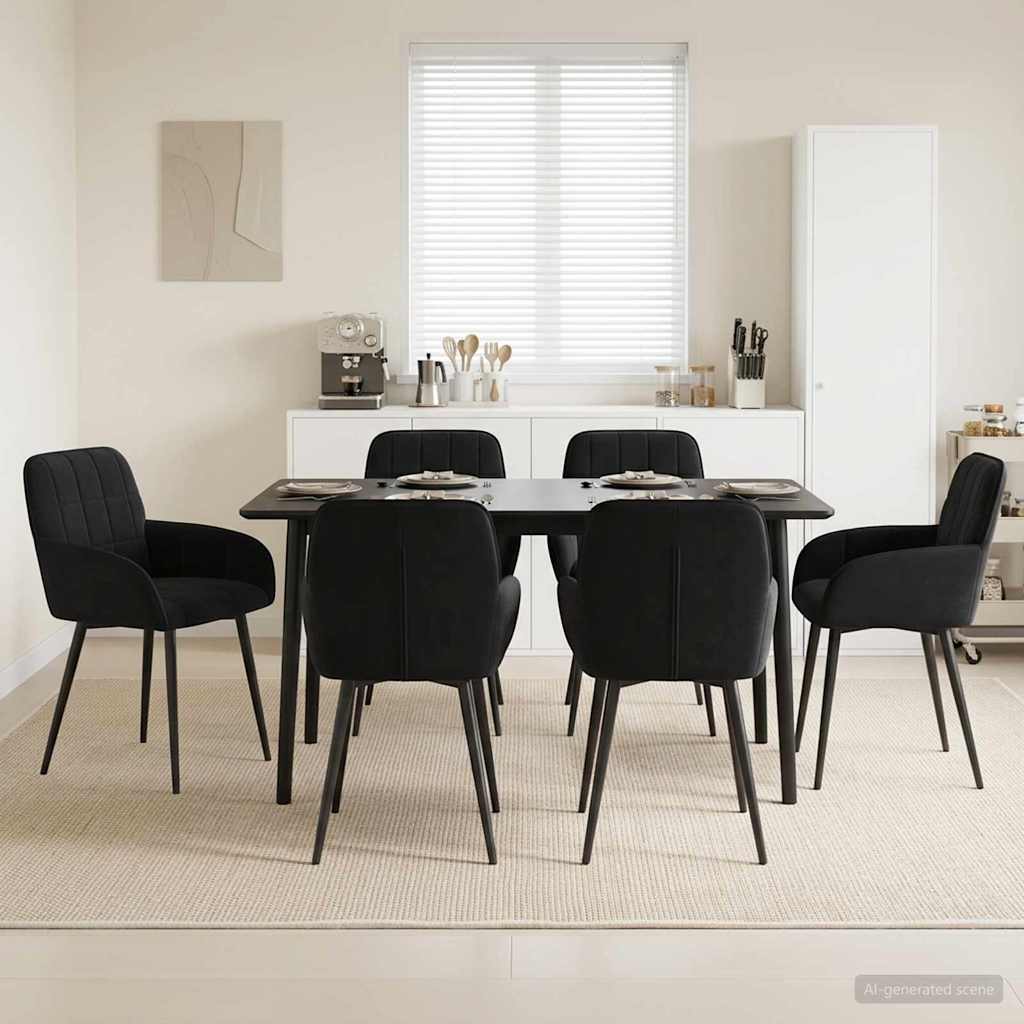 Esszimmerstühle 6 stk. Samt Schwarz 57 x 50 x 85 cm