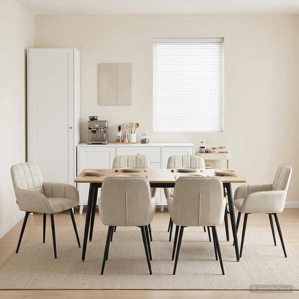 Esszimmerstühle 6 stk. Samt Creme 57 x 50 x 85 cm