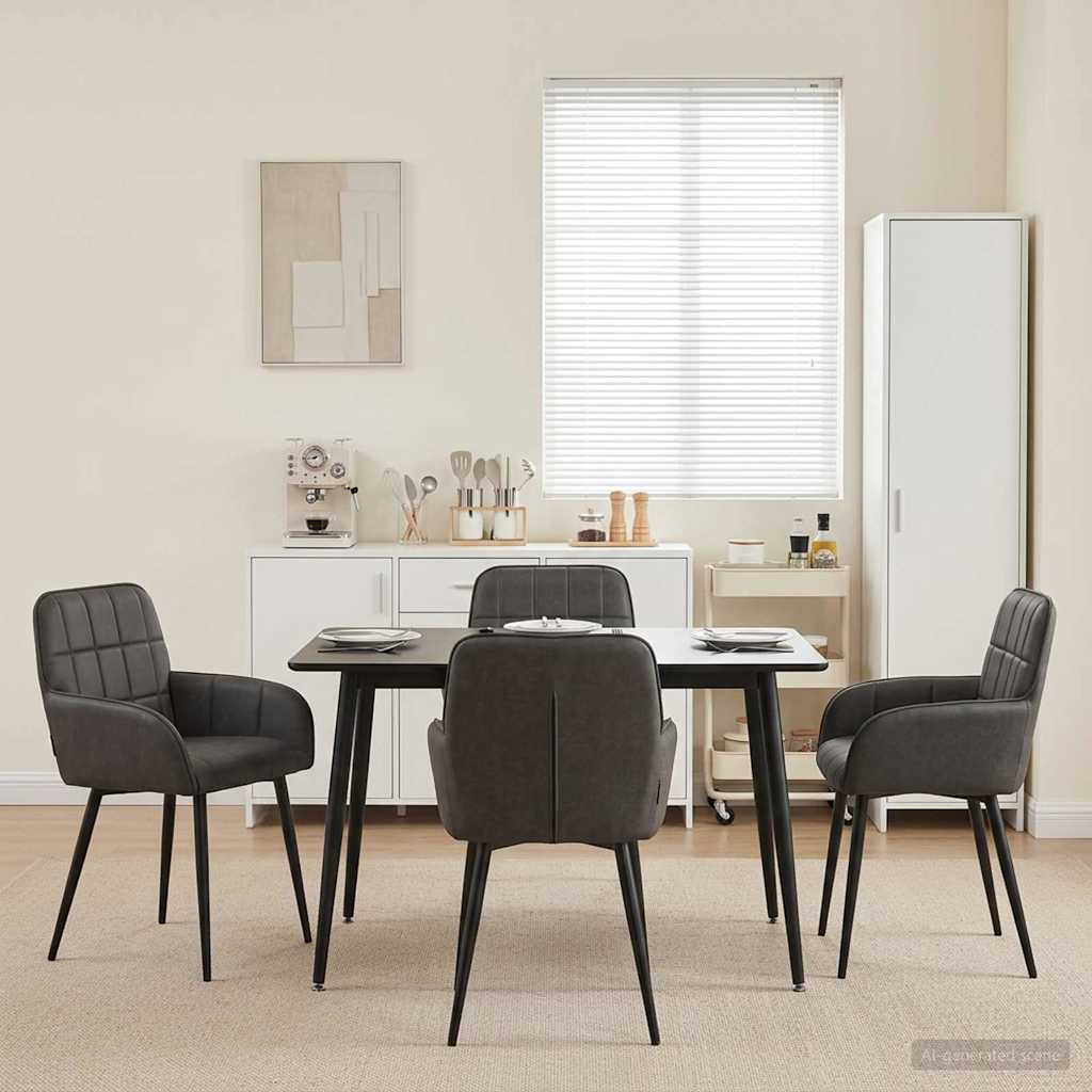 Esszimmerstühle 4 stk. Kunstleder Schwarz 57 x 50 x 85 cm