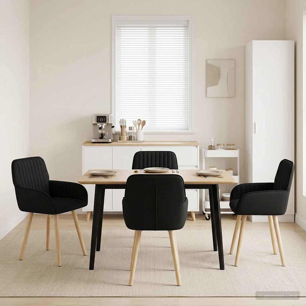 Esszimmerstühle 4 stk. Stoff Schwarz 56,5 x 50 x 87,5 cm