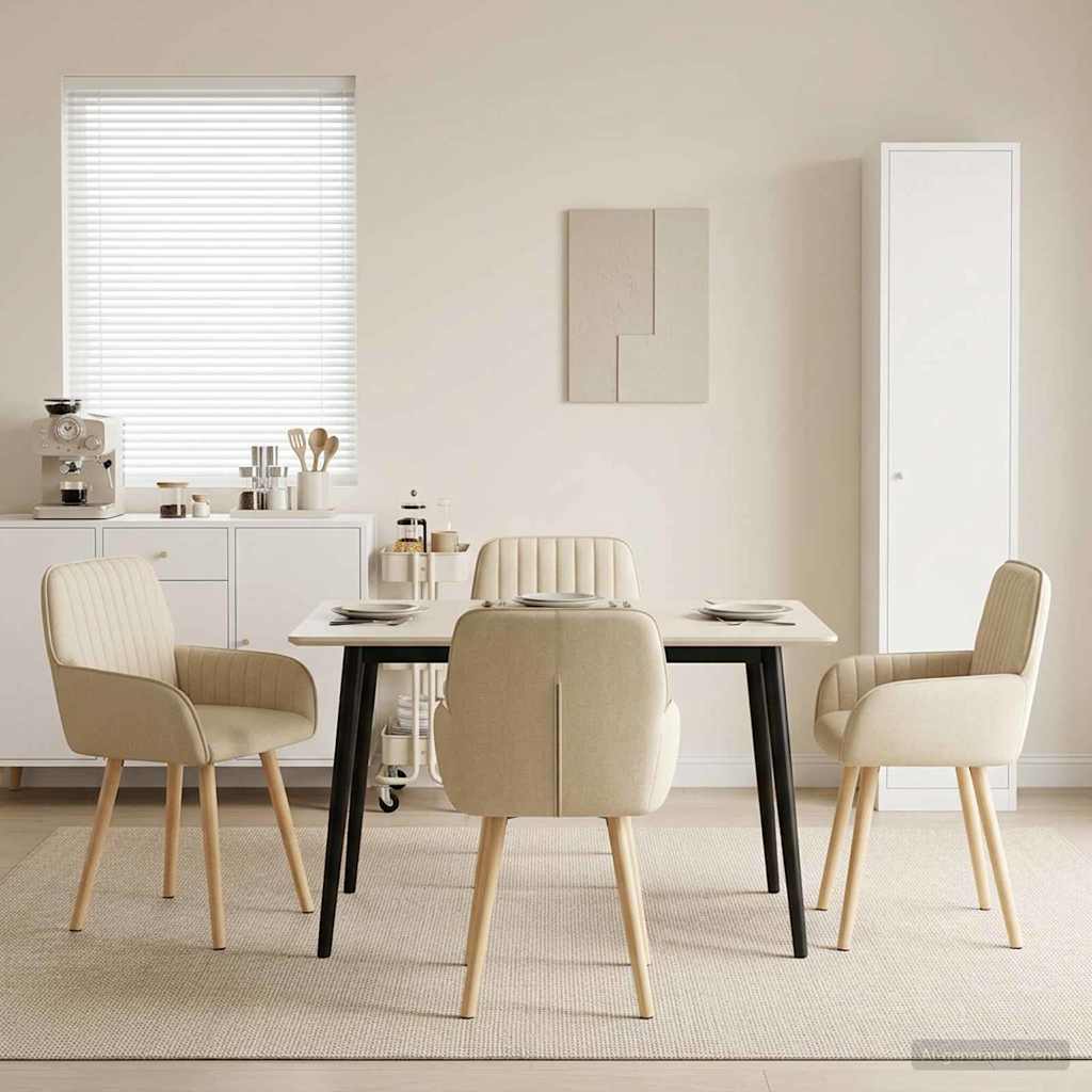 Esszimmerstühle 4 stk. Stoff Creme 56,5 x 50 x 87,5 cm