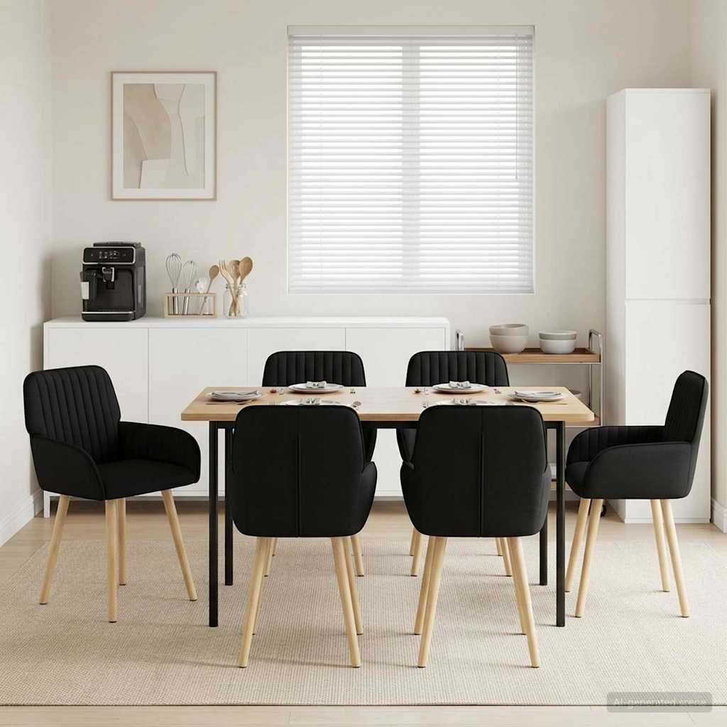 Esszimmerstühle 6 stk. Stoff Schwarz 56,5 x 50 x 87,5 cm