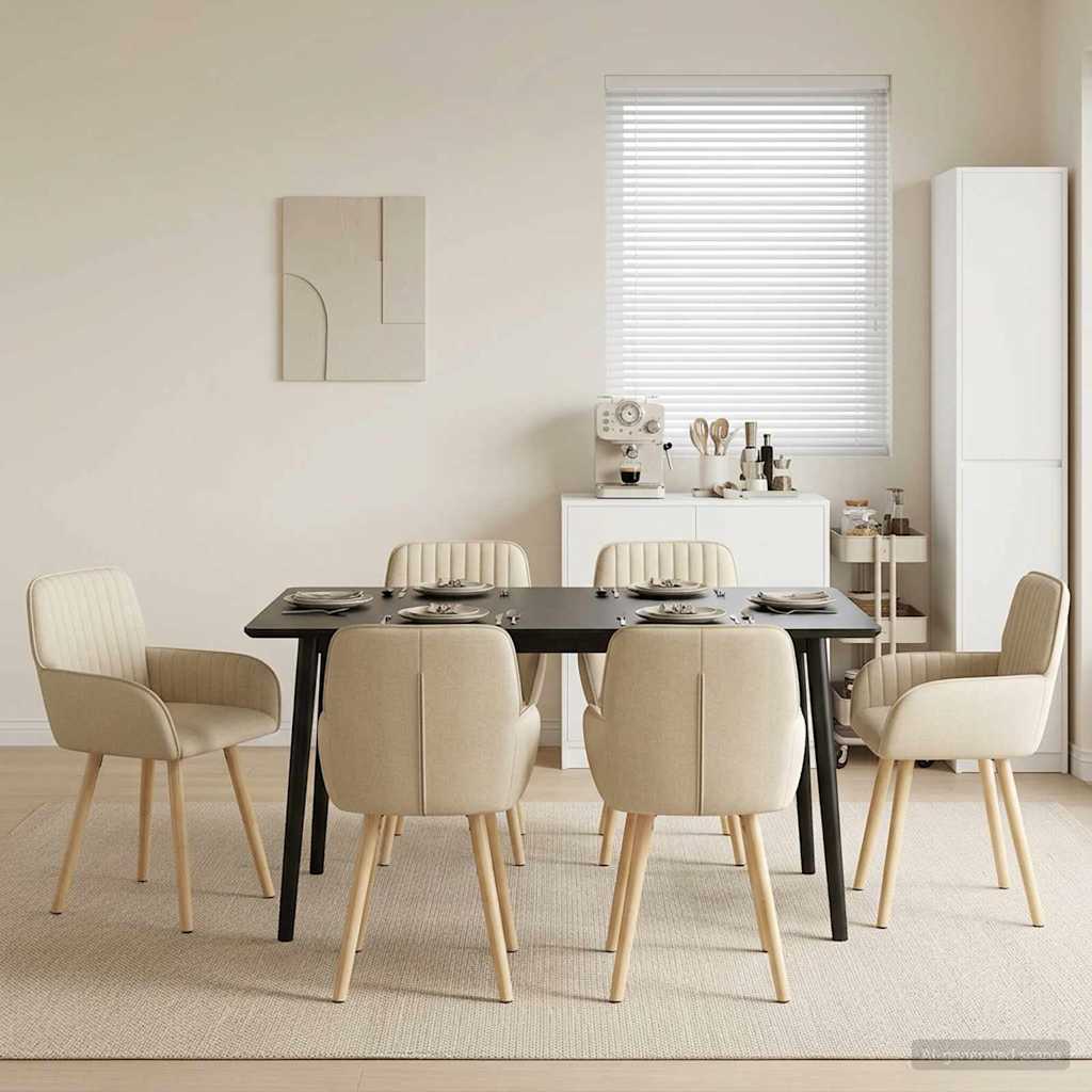 Esszimmerstühle 6 stk. Stoff Creme 56,5 x 50 x 87,5 cm
