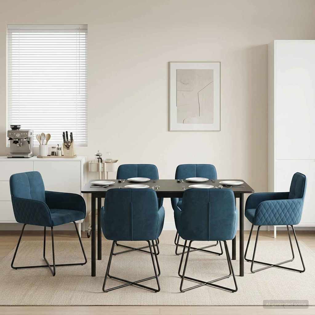 Esszimmerstühle 6 stk. Samt Blau 59 x 56,5 x 86 cm