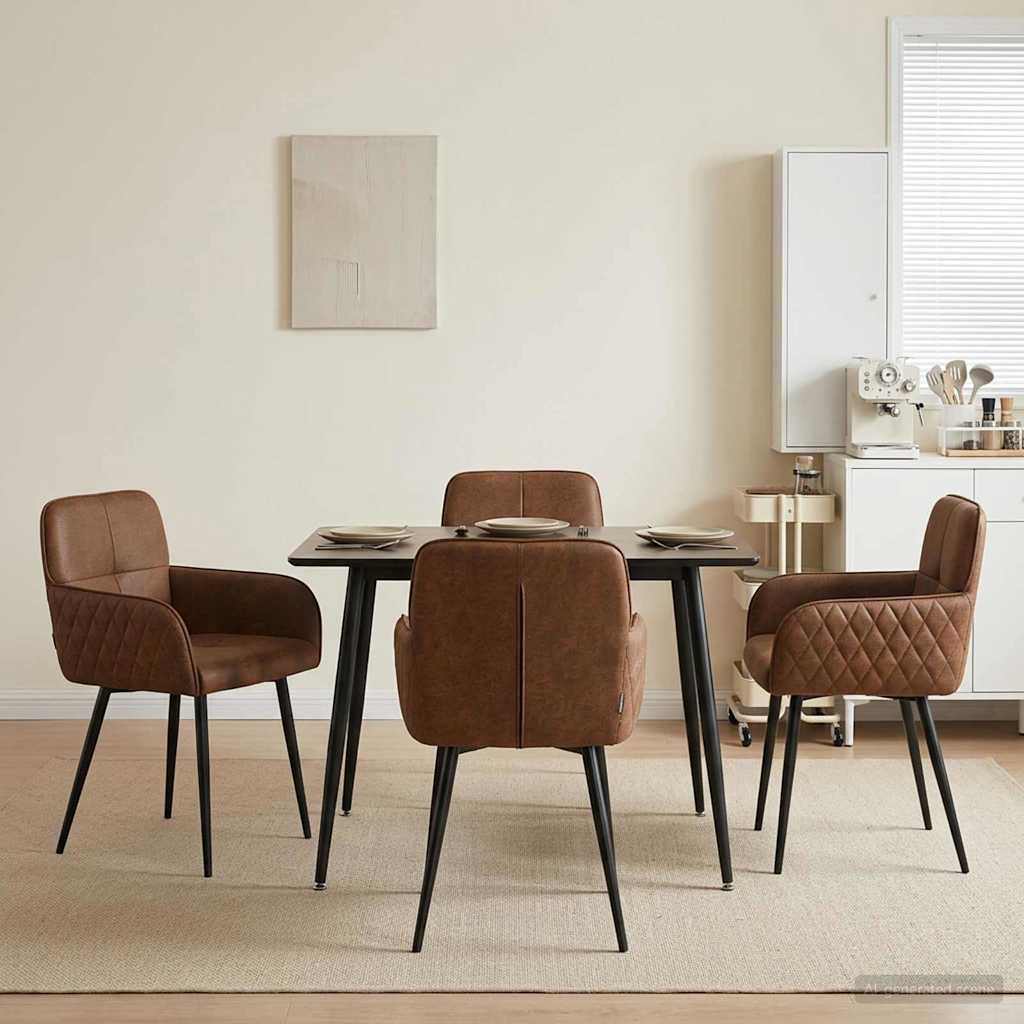 Esszimmerstühle 4 stk. Kunstwildleder Braun 59 x 56,5 x 85 cm