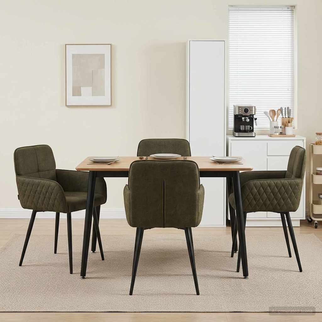 Esszimmerstühle 4 stk. Kunstwildleder Olivegrün