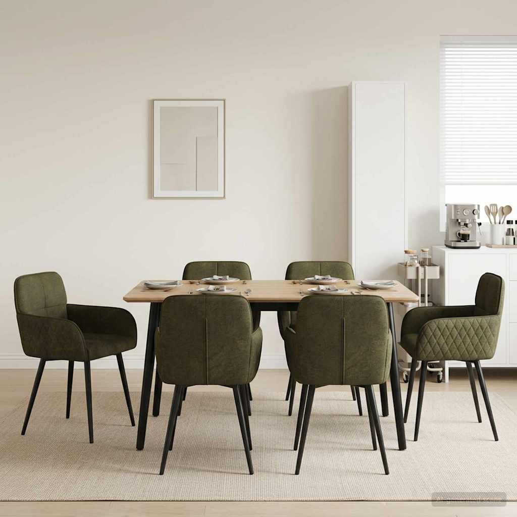 Esszimmerstühle 6 stk. Kunstwildleder Olivegrün