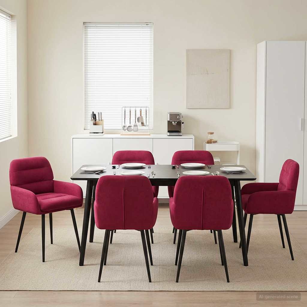 Esszimmerstühle 6 stk. Samt Weinrot 59 x 59,5 x 90 cm