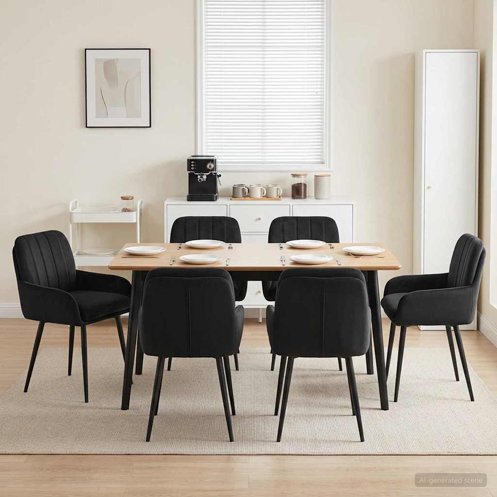 Esszimmerstühle 6 stk. Samt Schwarz 59 x 59,5 x 90 cm