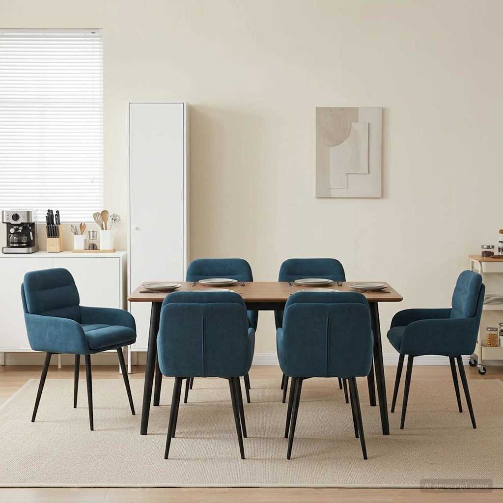 Esszimmerstühle 6 stk. Samt Blau 59 x 59,5 x 90 cm