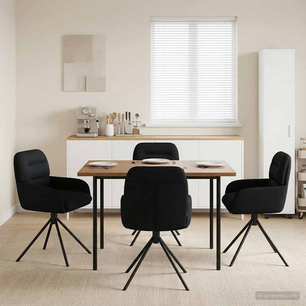 Drehstuhl Esszimmer 4 stk. Kunstleder Schwarz 59 x 59,5 x 90 cm