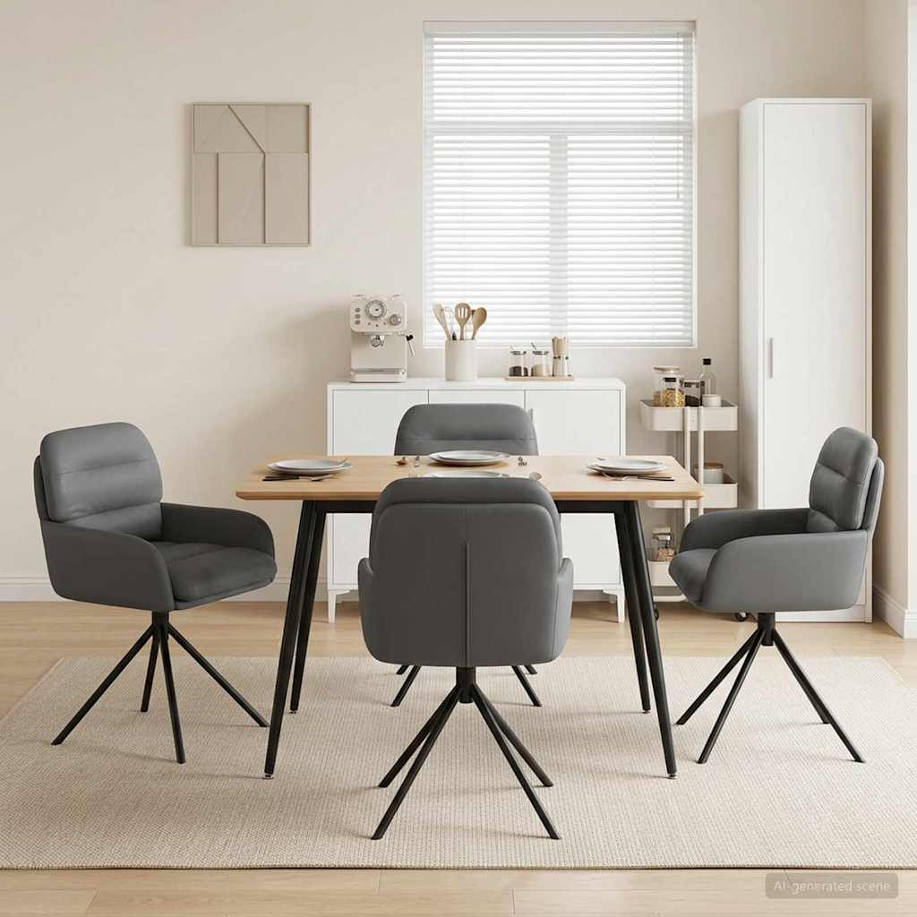 Drehstuhl Esszimmer 4 stk. Kunstleder Grau 59 x 59,5 x 90 cm