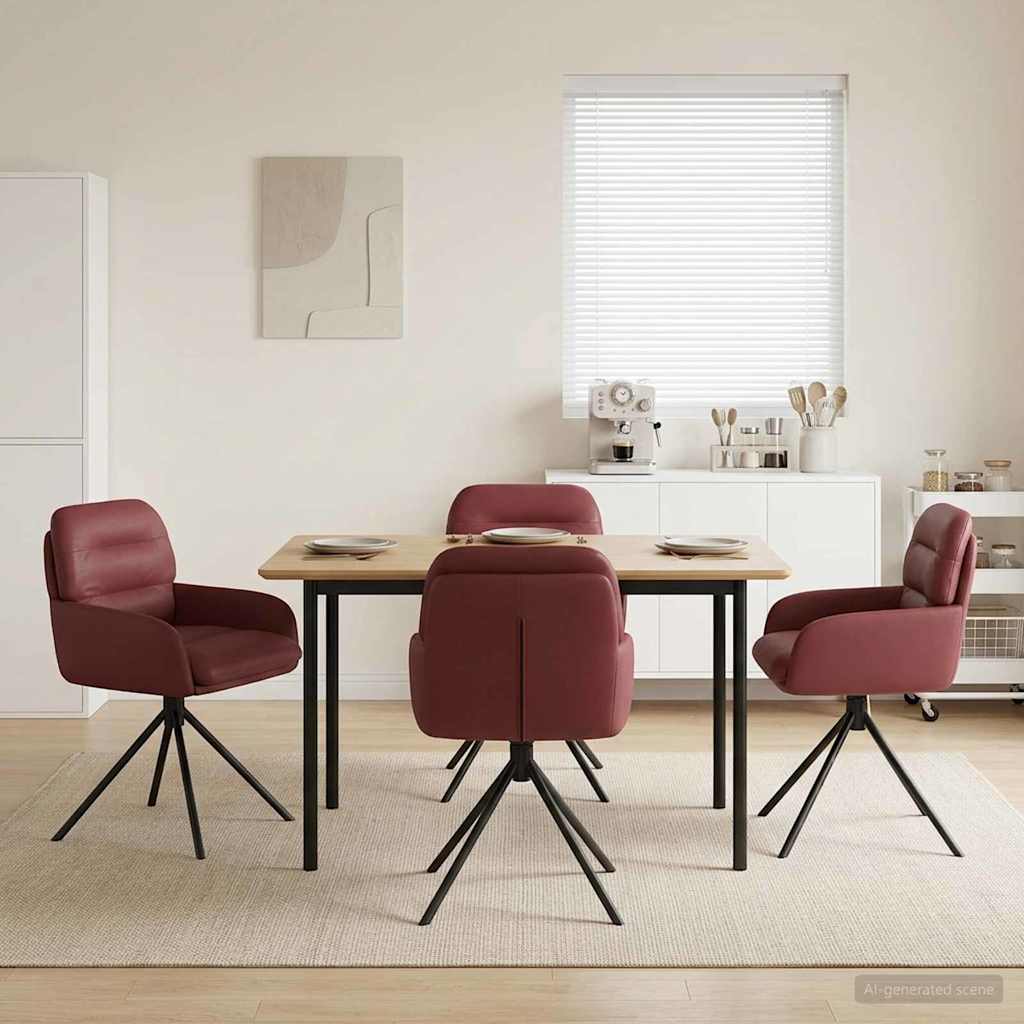 Drehstuhl Esszimmer 4 stk. Kunstleder Weinrot 59 x 59,5 x 90 cm
