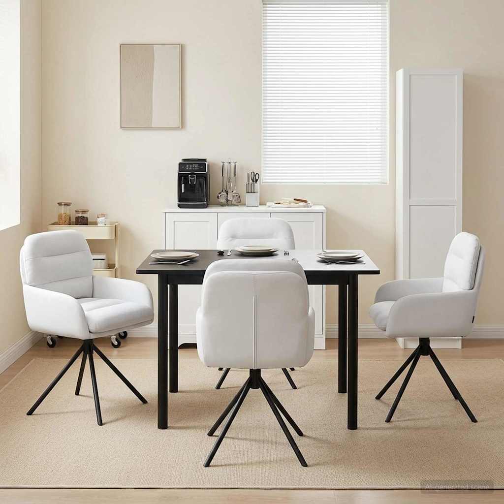 Drehstuhl Esszimmer 4 stk. Kunstleder Weiß 59 x 59,5 x 90 cm