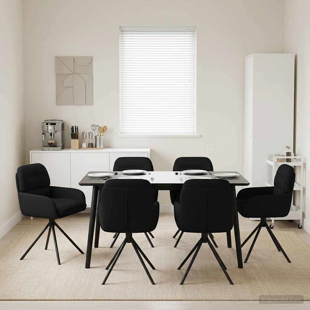 Drehstuhl Esszimmer 6 stk. Kunstleder Schwarz 59 x 59,5 x 90 cm