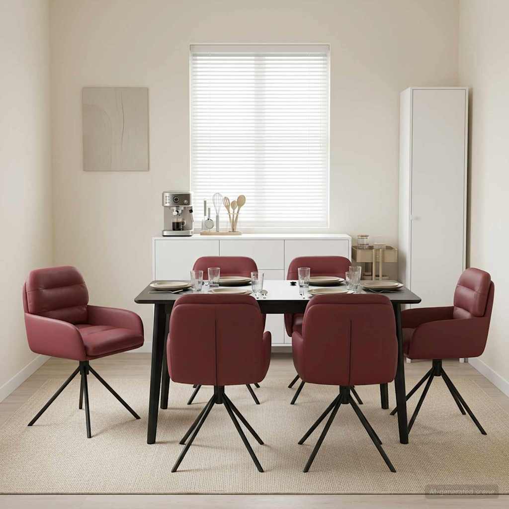 Drehstuhl Esszimmer 6 stk. Kunstleder Weinrot 59 x 59,5 x 90 cm