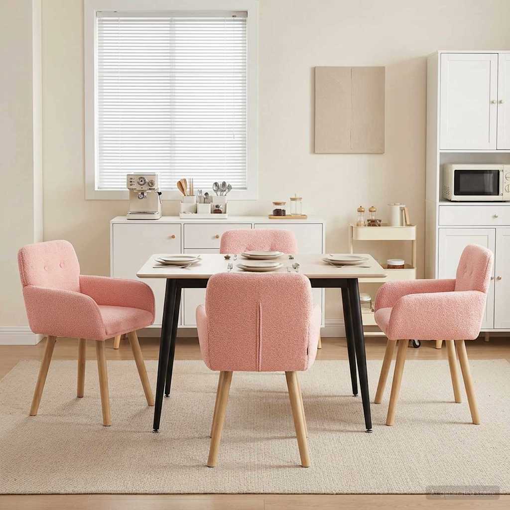 Esszimmerstühle 4 stk. Bouclé Rosa 59 x 57 x 85 cm