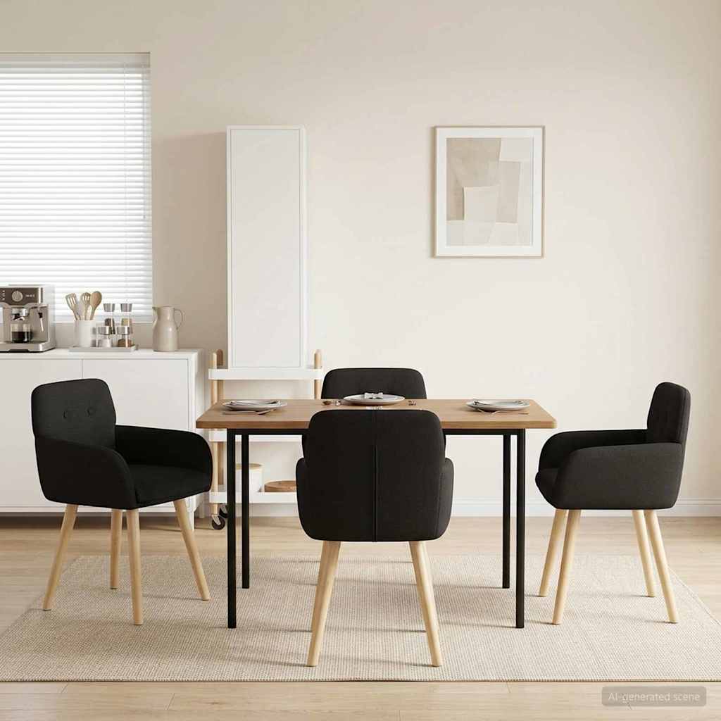 Esszimmerstühle 4 stk. Bouclé Schwarz 59 x 57 x 85 cm