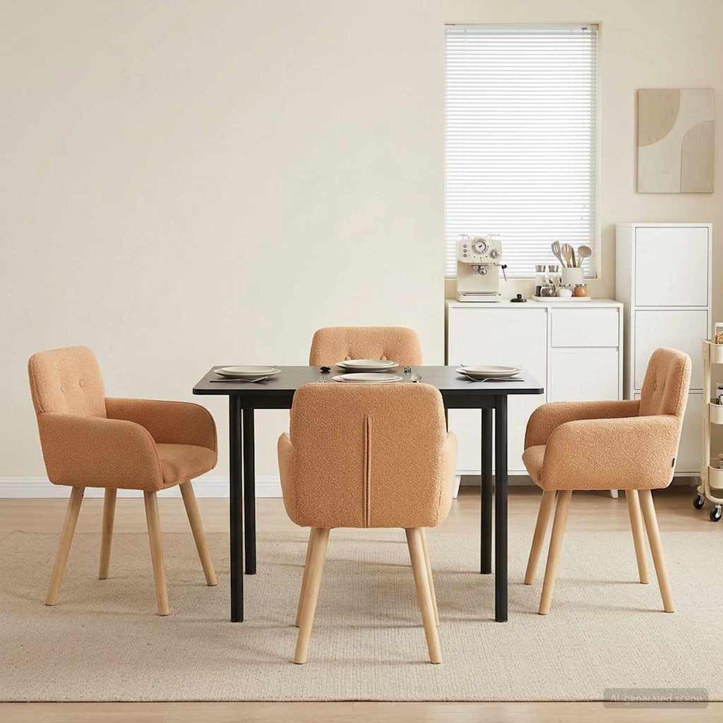 Esszimmerstühle 4 stk. Bouclé Beige 59 x 57 x 85 cm