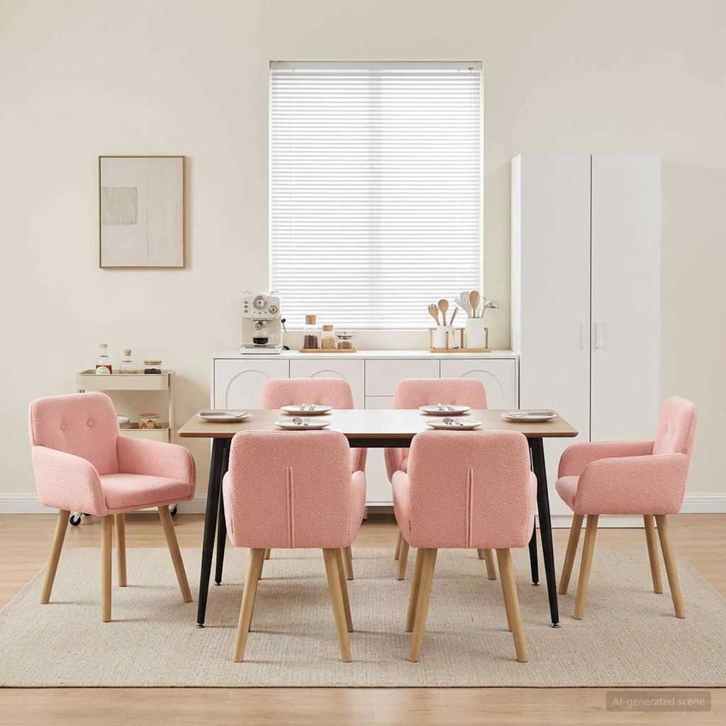 Esszimmerstühle 6 stk. Bouclé Rosa 59 x 57 x 85 cm