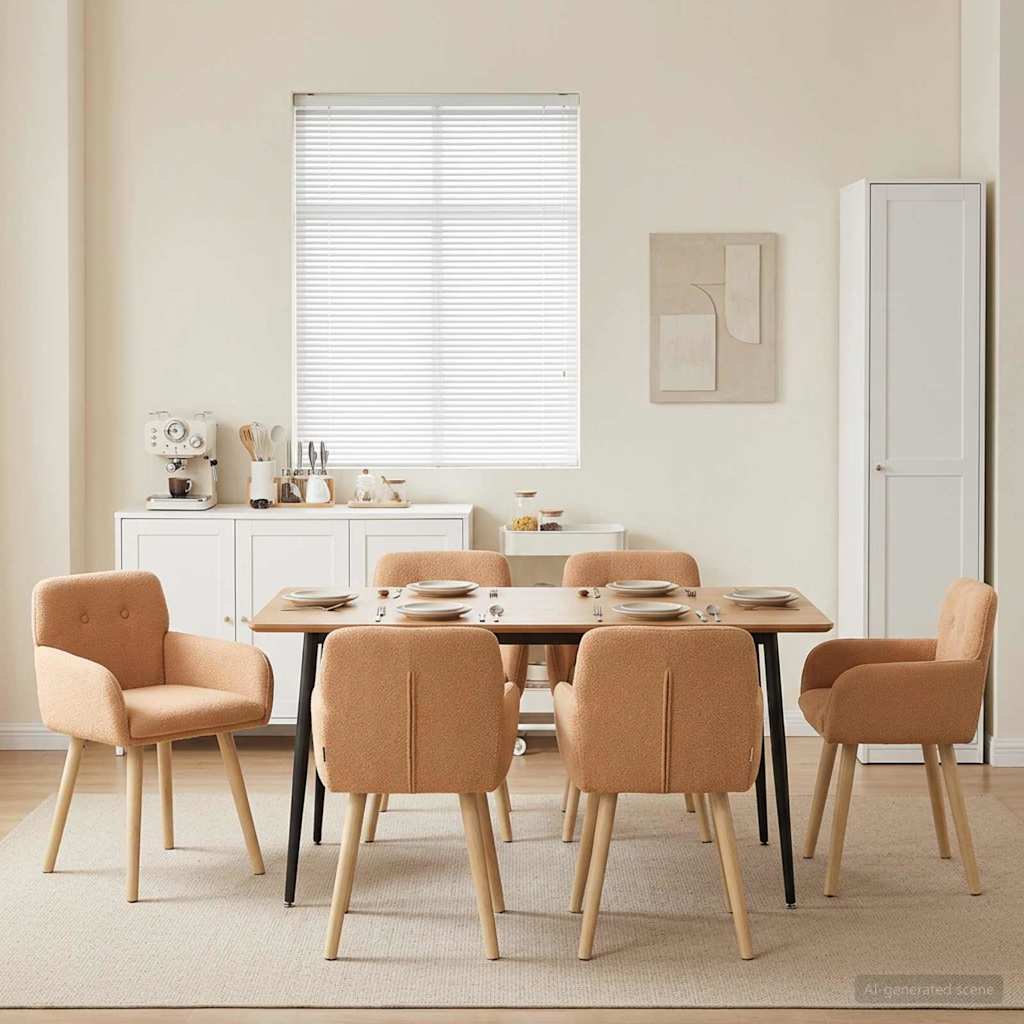 Esszimmerstühle 6 stk. Bouclé Beige 59 x 57 x 85 cm