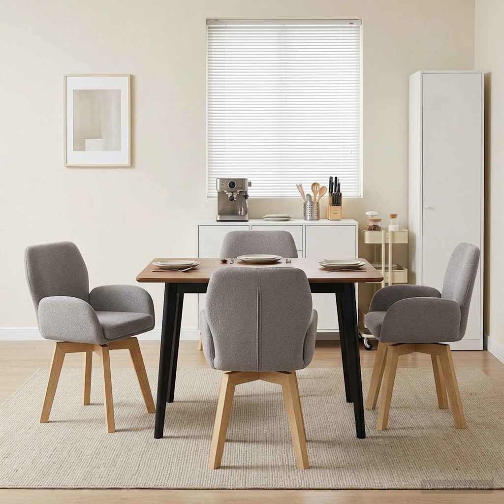 Drehstuhl Esszimmer 4 stk. Bouclé Hellgrau 54 x 58 x 87 cm