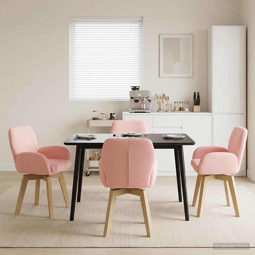 Drehstuhl Esszimmer 4 stk. Bouclé Rosa 54 x 58 x 87 cm