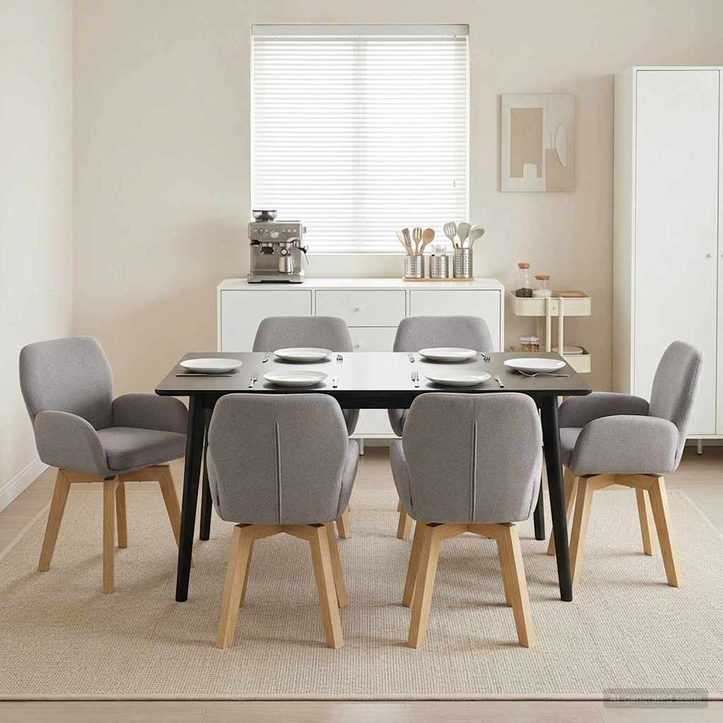 Drehstuhl Esszimmer 6 stk. Bouclé Hellgrau 54 x 58 x 87 cm