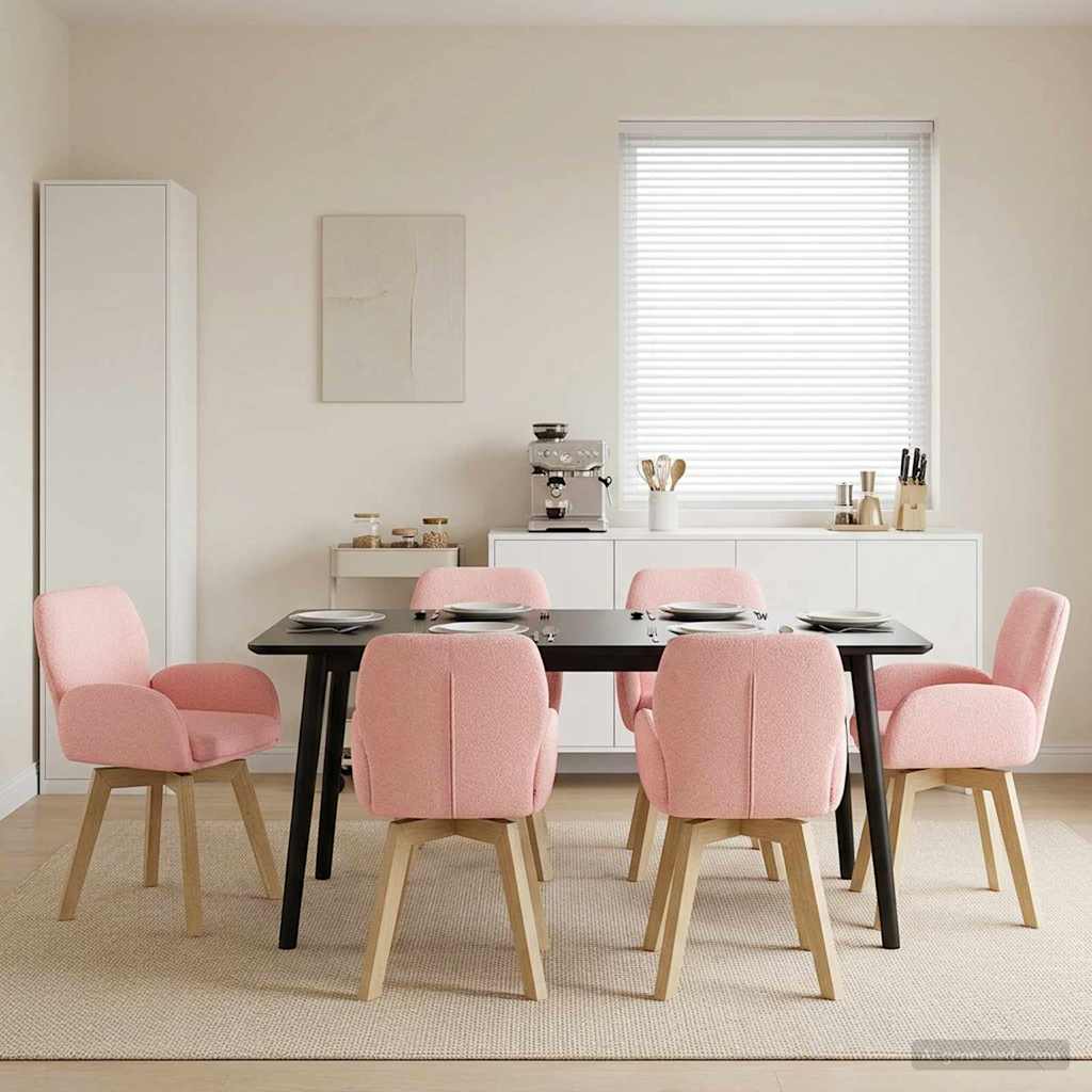 Drehstuhl Esszimmer 6 stk. Bouclé Rosa 54 x 58 x 87 cm