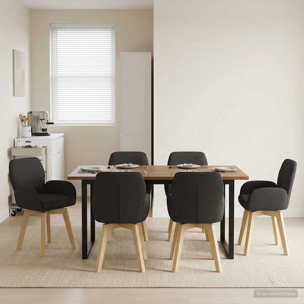 Drehstuhl Esszimmer 6 stk. Bouclé Schwarz 54 x 58 x 87 cm