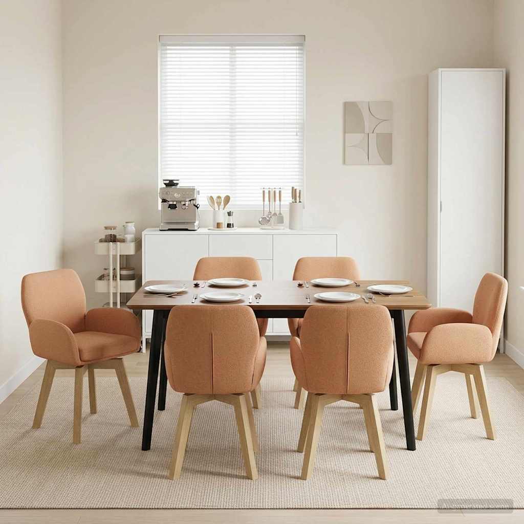 Drehstuhl Esszimmer 6 stk. Bouclé Beige 54 x 58 x 87 cm