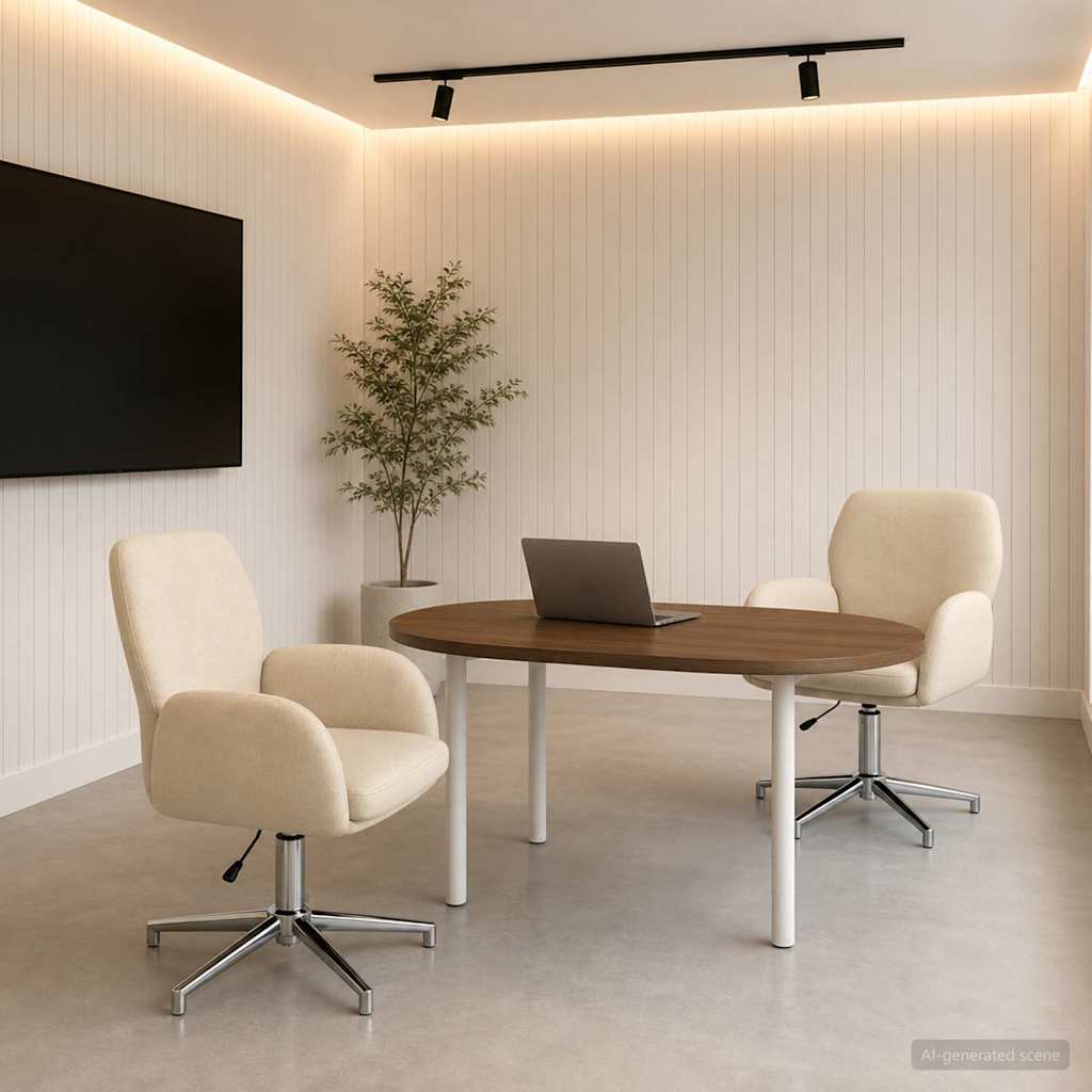 Bürostühle 2 Stk. 54 x 58 x 90 cm Creme Stoff