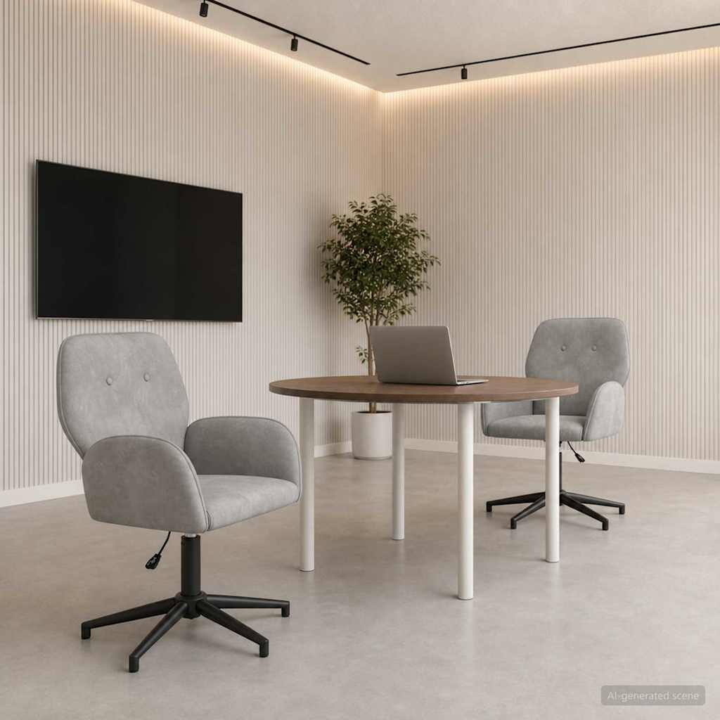 Bürostühle 2 Stk. 54 x 55 x 90 cm Hellgrau Samt
