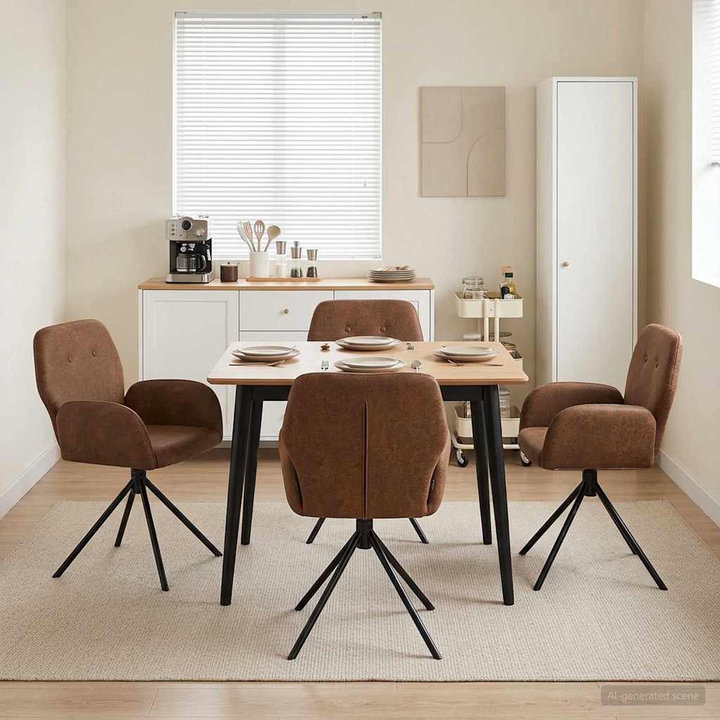 Drehstuhl Esszimmer 4 stk. Kunstwildleder Braun 54 x 55 x 86 cm
