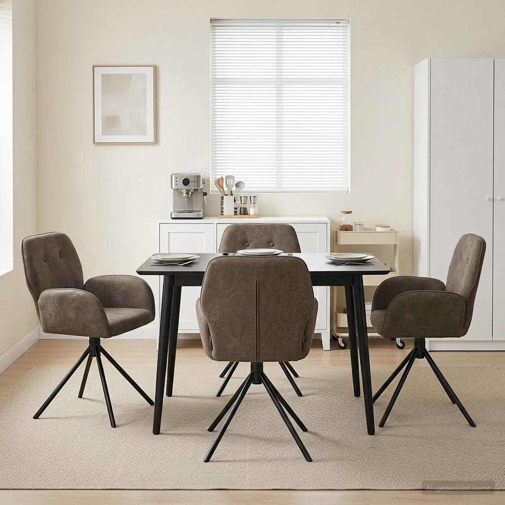 Drehstuhl Esszimmer 4 stk. Kunstwildleder Dunkelgrau