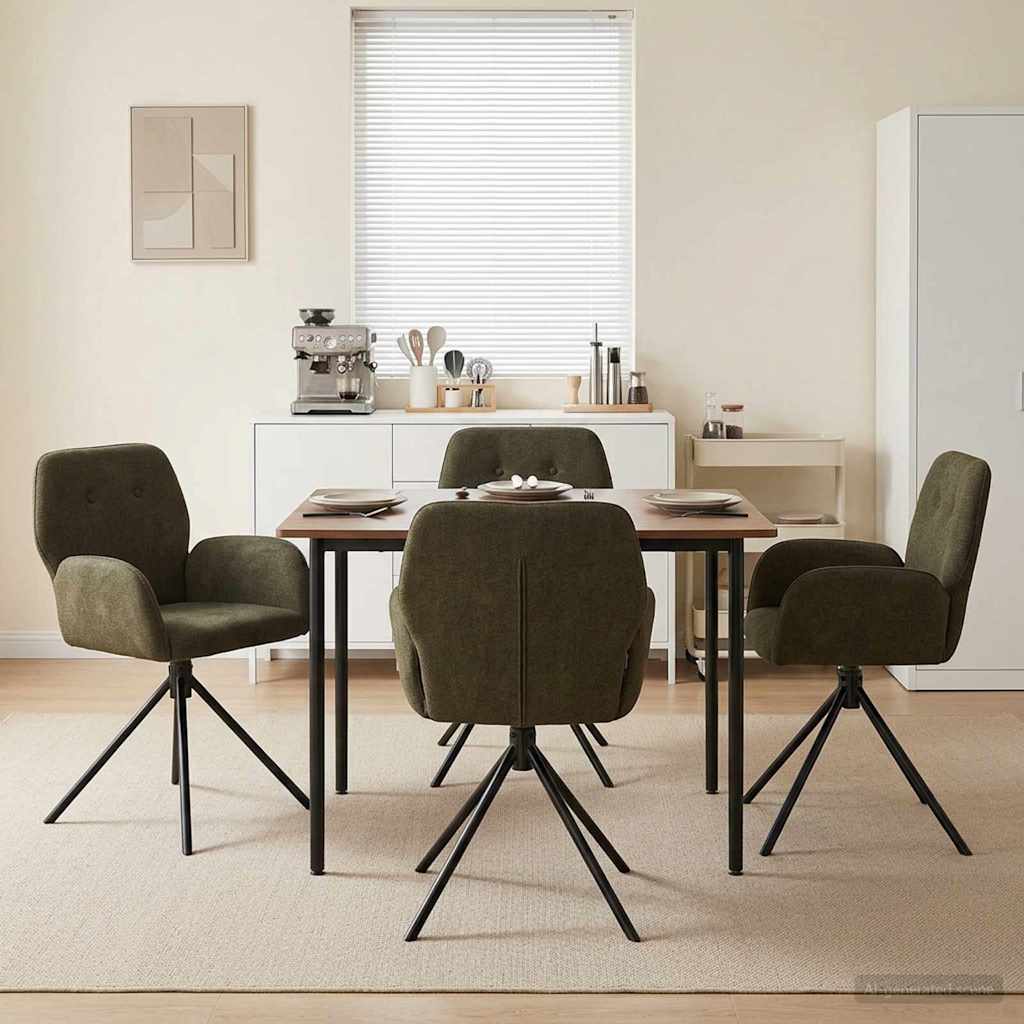 Drehstuhl Esszimmer 4 stk. Kunstwildleder Olivegrün