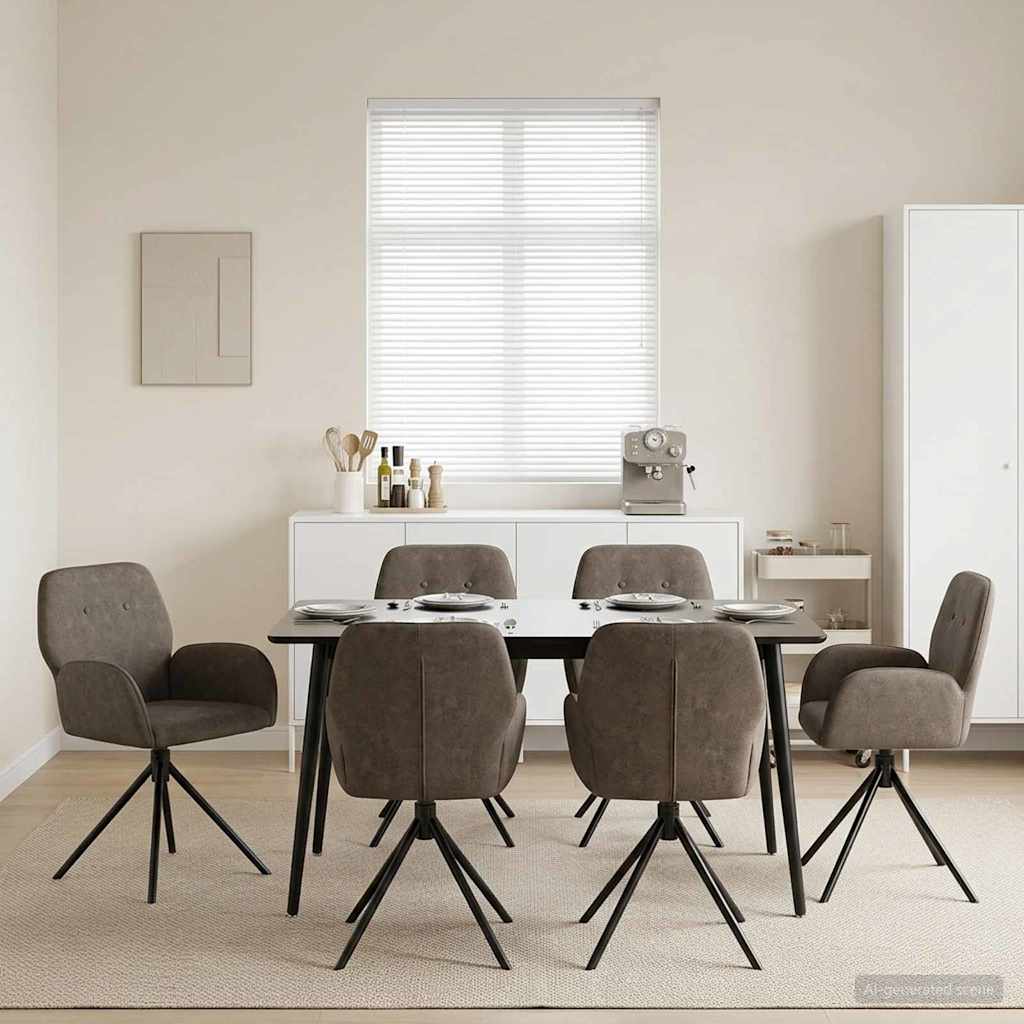 Drehstuhl Esszimmer 6 stk. Kunstwildleder Dunkelgrau