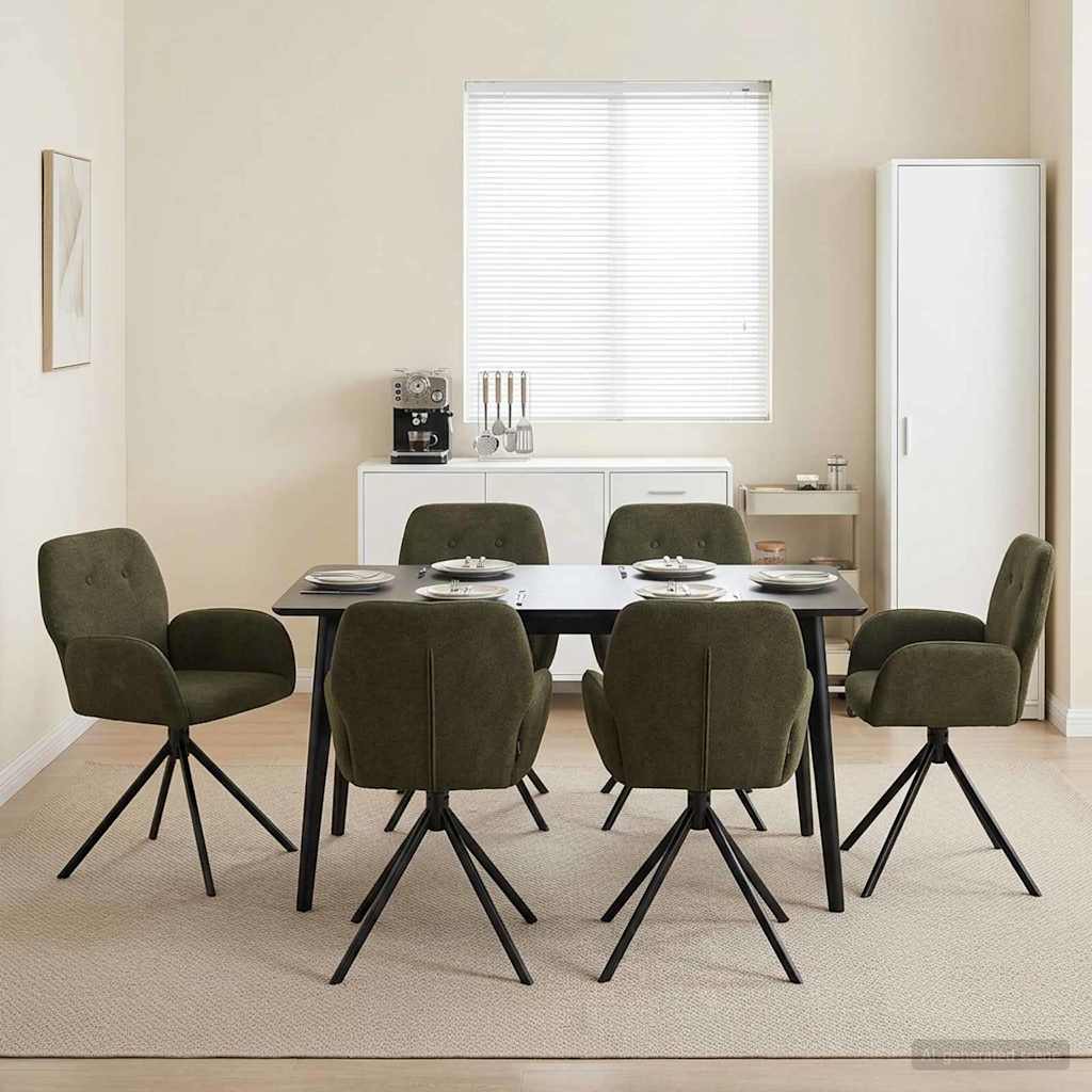 Drehstuhl Esszimmer 6 stk. Kunstwildleder Olivegrün