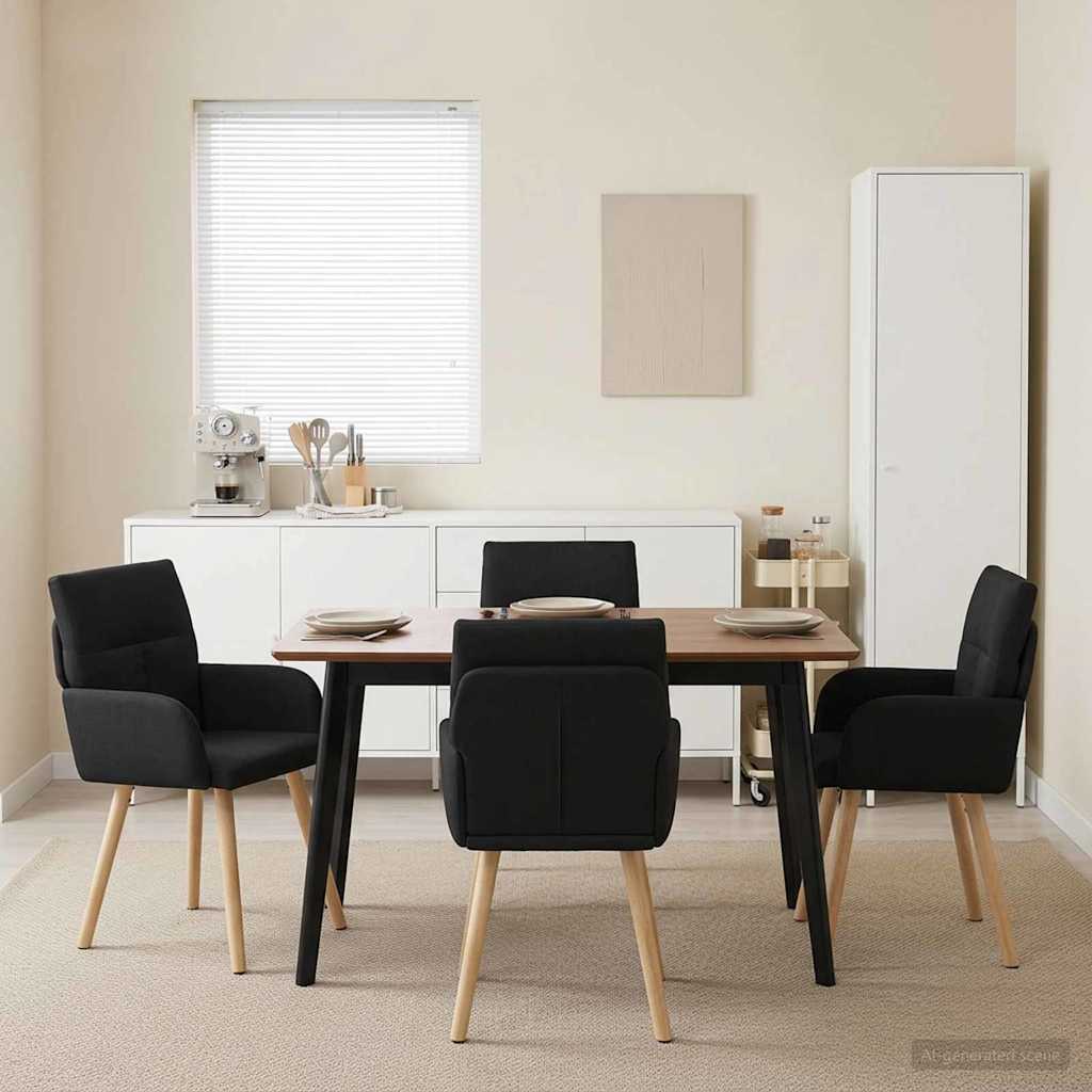 Esszimmerstühle 4 stk. Stoff Schwarz 60 x 56 x 96 cm