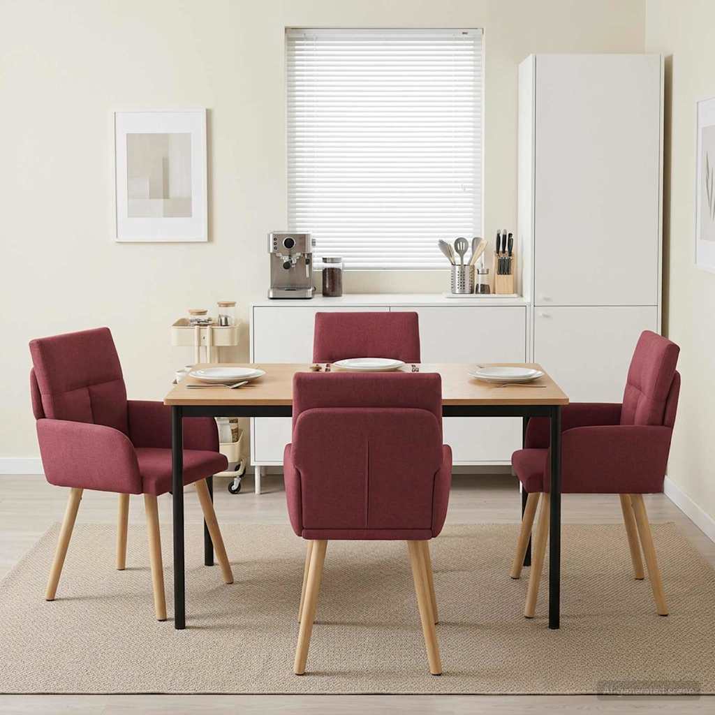 Esszimmerstühle 4 stk. Stoff Weinrot 60 x 56 x 96 cm