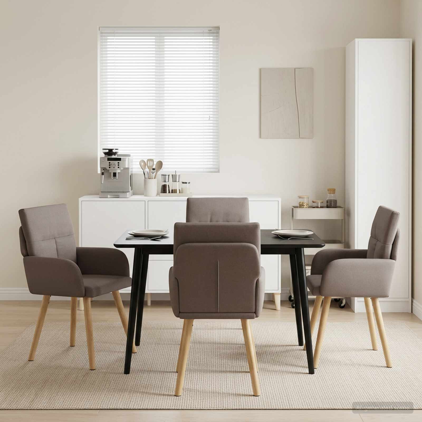 Esszimmerstühle 4 stk. Stoff Taupe 60 x 56 x 96 cm