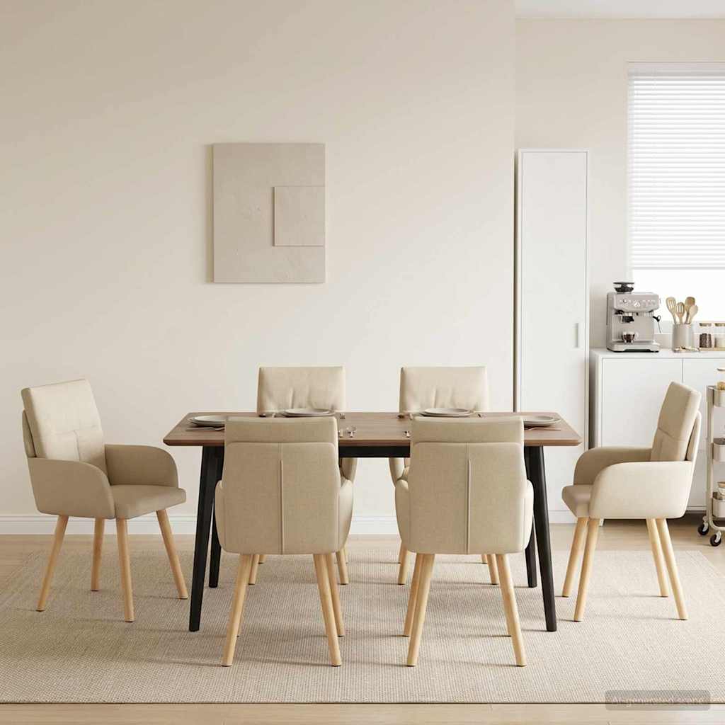 Esszimmerstühle 4 stk. Stoff Creme 60 x 56 x 96 cm