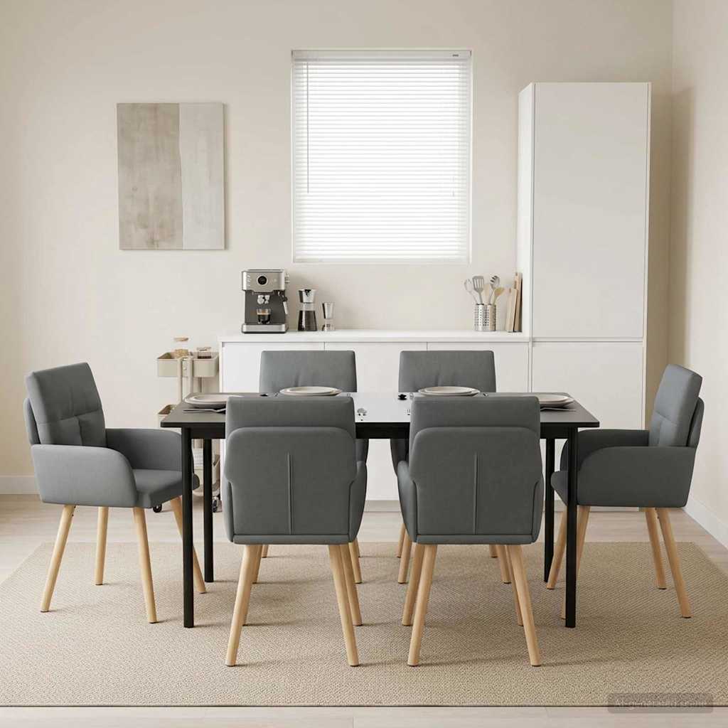 Esszimmerstühle 6 stk. Stoff Dunkelgrau 60 x 56 x 96 cm